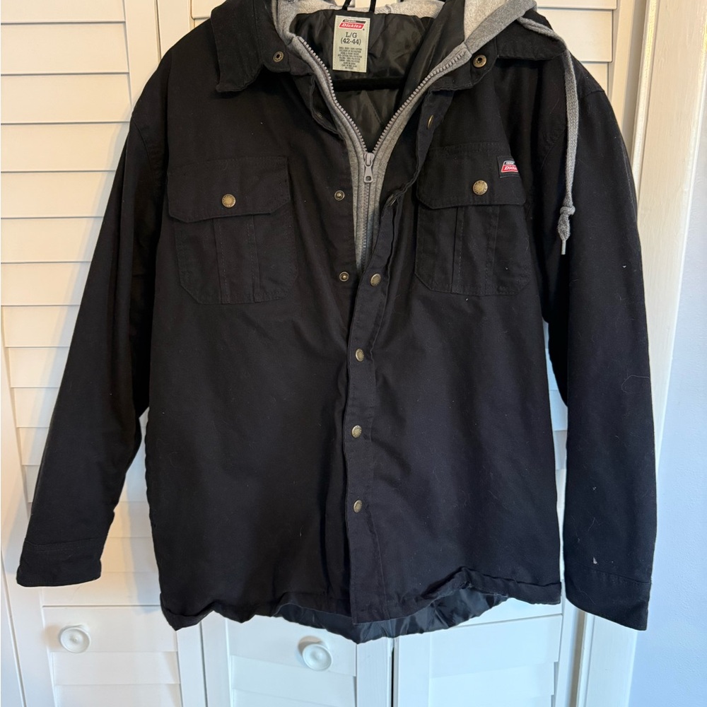 Dickies Black Hooded Shirt Jacket